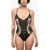 DSQUARED2 Open Back Printed One Piece Swimsuit Black