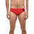 DSQUARED2 Solid Color Swim Brief With Embossed Logo Red