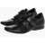 CORNELIANI Solid Color Leather Shoes With Touch Strap Closure Black