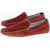 CORNELIANI Id Solid Color Suede Loafers With Squared Toe Red