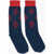 DSQUARED2 Cotton Long Socks With Contrasting Details Blue