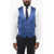 CORNELIANI Silk Gilet With Back Half-Belt Blue