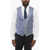 CORNELIANI Silk Gilet With Back Half-Belt Light Blue