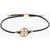 Tory Burch Cuir Adjustable Miller Bracelet With Logoed Charm Black