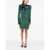 Balmain Long Sleeved Devore-Velvet Dress Green