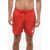 Nike Solid Color Swim Shorts With Contrasting Logo Red