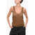 Saint Laurent Chiffon Tank Top With Deep Neckline Brown