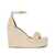 Versace Beige Wedges With Adjustable Buckle Closure And Medusa Plaque On The Front In Leather Woman Beige
