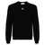 MARINE SERRE Black Crewneck Sweater With Logo Embroidery On The Front In Viscose Stretch Man Black
