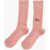 DSQUARED2 Solid Color Ribbed Long Socks Pink