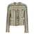 Isabel Marant 'Izaria' Beige Jacket With Fringed Round Neck And All-Over Striped Motif In Cotton And Wool Blend Woman Beige