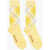 DSQUARED2 Argyle Motif Ribbed Socks Embellished With Rhinestones Yellow