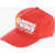 DSQUARED2 Cotton Gabardine Climbing Twins Cap With Embossed Detail Red