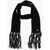 DSQUARED2 Solid Color Lurex Slim Scarf With Fringes Black