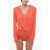 Elisabetta Franchi Draped Bodysuit With Deep Neckline Orange