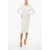 Elisabetta Franchi Jacquard Knitted Midi Sheath Dress With Bare Back Design White