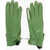 DSQUARED2 Leather Gloves With Half Zip And Real Fur Inner Green