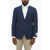 CORNELIANI Cc Collection Linen Blend Side Vents Notch Lapel 2-Button Bl Blue