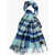 DSQUARED2 Checked Cashmere Scarf With Fringes Light Blue