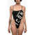 DSQUARED2 Nylon Icon One Piece Swimsuit With Open Back Black