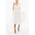 Elisabetta Franchi Tulle Flared Midi Dress With 3D Flowers White