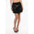 Elisabetta Franchi Satin Pencil Miniskirt With Sequined Bands Black