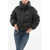 Bacon Crop Puffa Ring Down Jacket With Hidden Closure Black