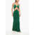 Elisabetta Franchi Red Carpet Velour Maxidress With Mesh Inserts Green