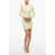 Balmain Long Sleeved Bodycon Mini Dress Embellished With Jewels Yellow