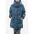 Bacon Long Puffa Down Jacket With Collar-Shaped Hood Blue