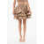 Elisabetta Franchi Flounced Miniskirt With Back Zip Beige