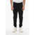 Balmain Brushed Cotton Biker Joggers With Embossed Logo Black