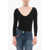 Elisabetta Franchi V Neck Sweater With Embroidered Logo Black