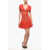 Balmain V-Neck Accordion Dress Red