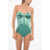 Elisabetta Franchi Satin Bodysuit With Front Lace-Up Detail Green