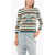 Elisabetta Franchi Crew Neck Bayadere Patterned Sweater With Print Multicolor