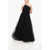 Elisabetta Franchi One-Shoulder Tulle Maxidress Black