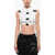 Elisabetta Franchi Cotton Blend Crop Top With Back Criss Cross Detail White