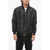 Balmain Laminated Fabric Bomber Jacket With Ribbed Edges Black