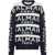 Balmain Two-Tone Crewneck Sweater With All-Over Logo Black & White