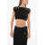 Balmain Knitted Crop Top With Decorative Buttons Black