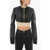 Balmain Technical Fabric Cropped Jacket With Golden Zip Black