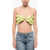DSQUARED2 Python Effect Leather Ruffled Top Yellow