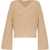 BY MALENE BIRGER Ribbed Wool Blend V-Neck Sweater Beige