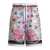 Dolce & Gabbana Multicolor Shorts With Elastic Drawstring And All-Over Print In Linen Man BLUE