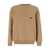 MSGM Beige Crew Neck Sweater With Front Logo In Wool Man Beige