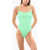 REINA OLGA Wave Motif Agatha One Piece Swimsuit Green