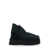 Mou Black Ankle Boots With Braided Detail In Suede Woman Black