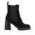 POLLINI Black Elasticated Band Block Heel Ankle Boots In Suede Woman Black