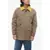 Fendi Waxed Cotton Blend Utility Jacket With Leather Collar Beige